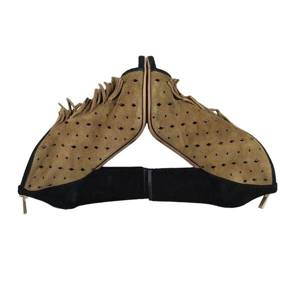 Jessica Simpson Shoes Womens 8.5 Bootie Fringe Open Toe Two Tone Leather Fashion - Picture 9 of 13